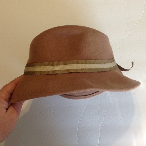 LANCASTER Vintage 100% Wool Tan Camel Cream Hat Ribbon Made in USA OSFM - Picture 3 of 6